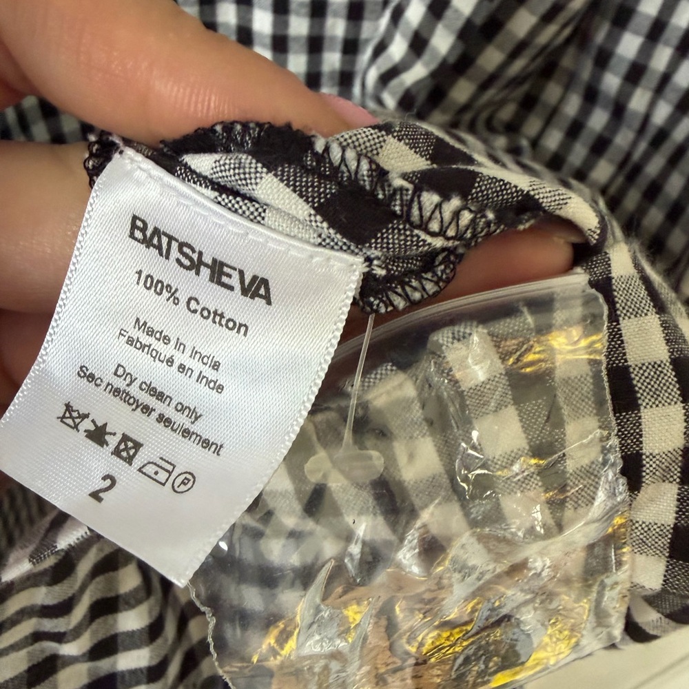 Batsheva Bella Check Shirtdress In Black And White Gingham size 2 midi dress - Picture 3 of 6